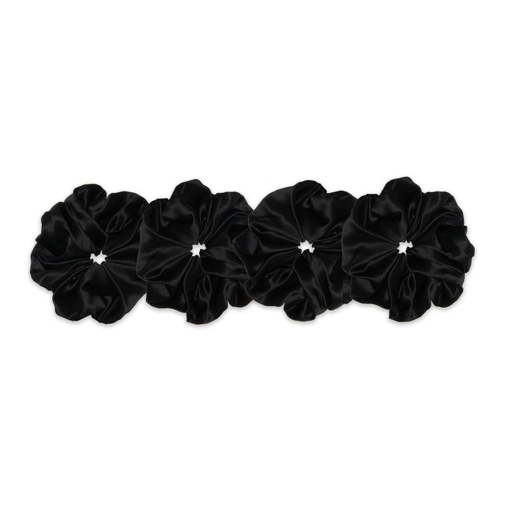 Set 4 elastice mari din matase Mulberry Negru