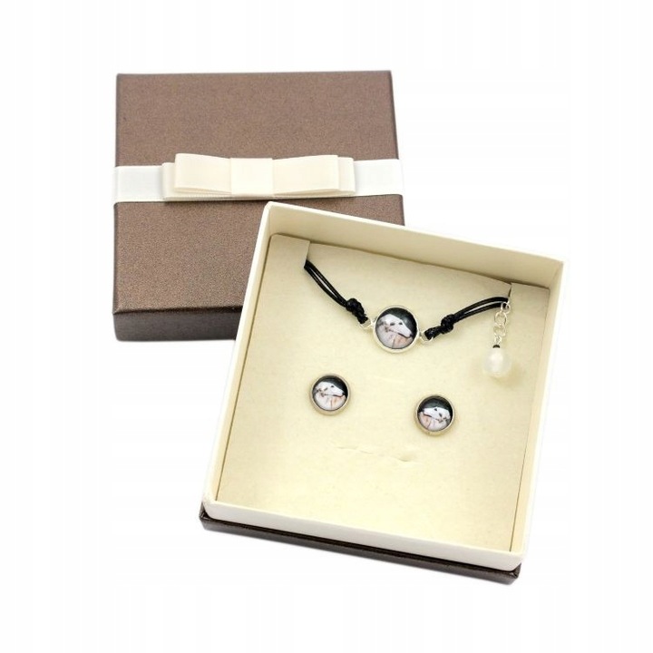 Fülbevaló/karkötő szett, Art-Dog, Fém/Textil, Képpel, Többszínű