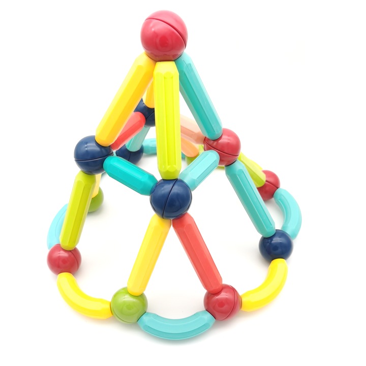 Set de constructie cu blocuri magnetice, 64 piese, educativ, creativ KinderWelt MagnetX