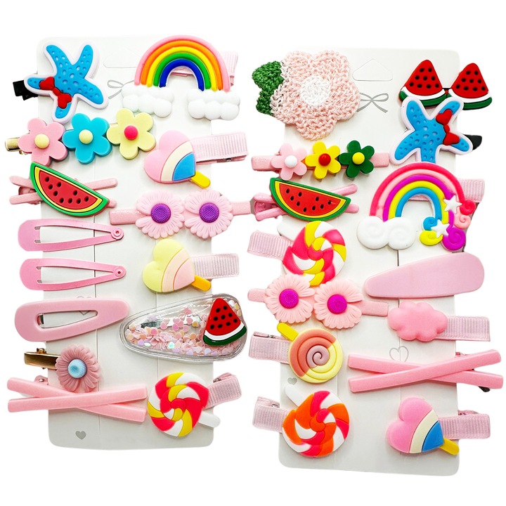 28 db csíptetős hajcsat készlet gyerekeknek különböző modellekben