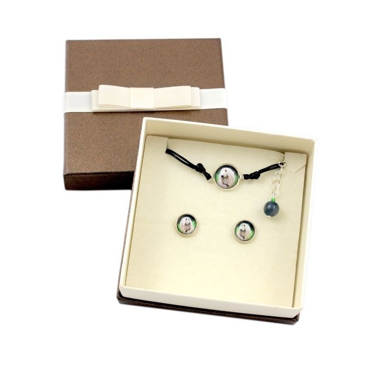 Afgán kopó fényképes ékszerkészlet, Art-Dog, fekete