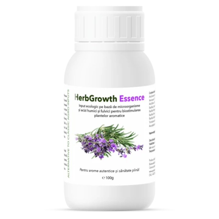 Input ecologic pe baza de microorganisme si acizi humici si fulvici pentru biostimularea plantelor aromatice, HerbGrowth Essence, 100 grame