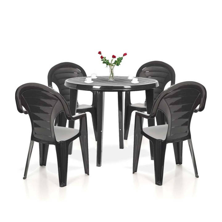 Set mobilier de gradina Keter Lisbon 4+1 grafit