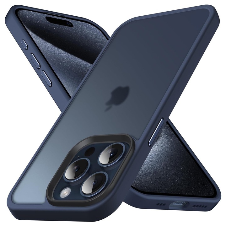 Husa pentru iPhone 15 PRO MAX, MobileSmart, Hybrid ultra slim, carcasa spate Antisoc, Blue