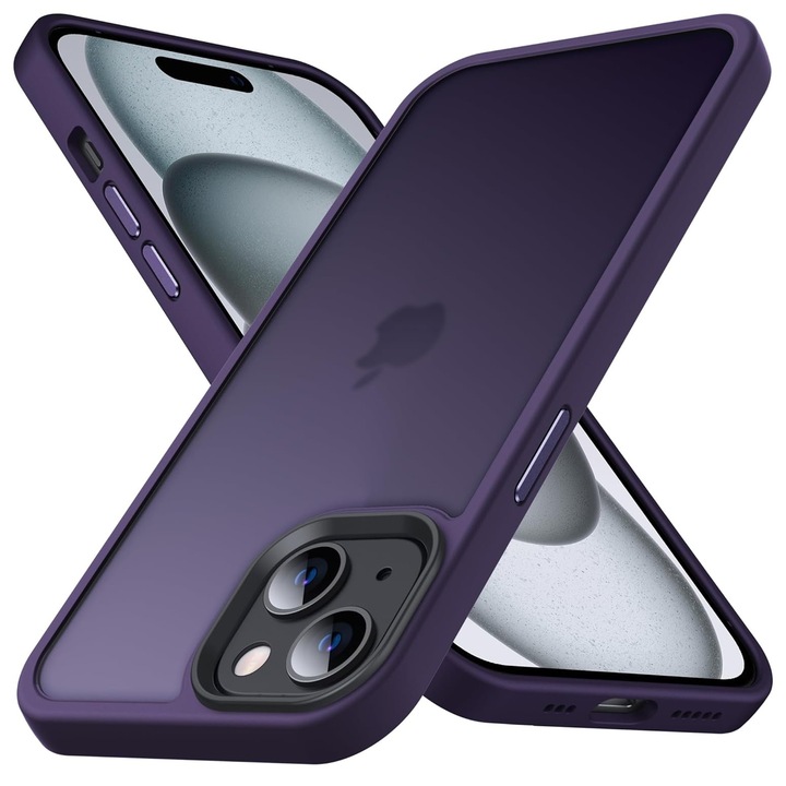 Husa pentru iPhone 15, MobileSmart, Hybrid ultra slim, carcasa spate Antisoc, Purple