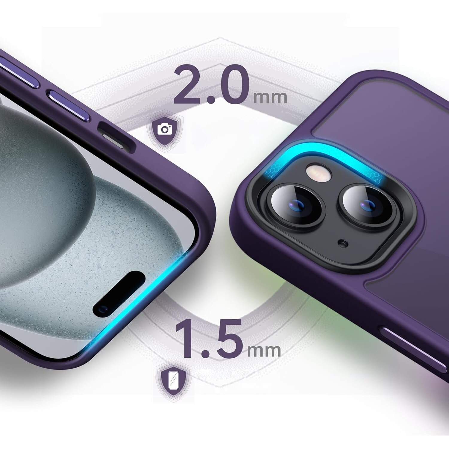 Husa pentru iPhone 15, MobileSmart, Hybrid ultra slim, carcasa spate Antisoc, Purple