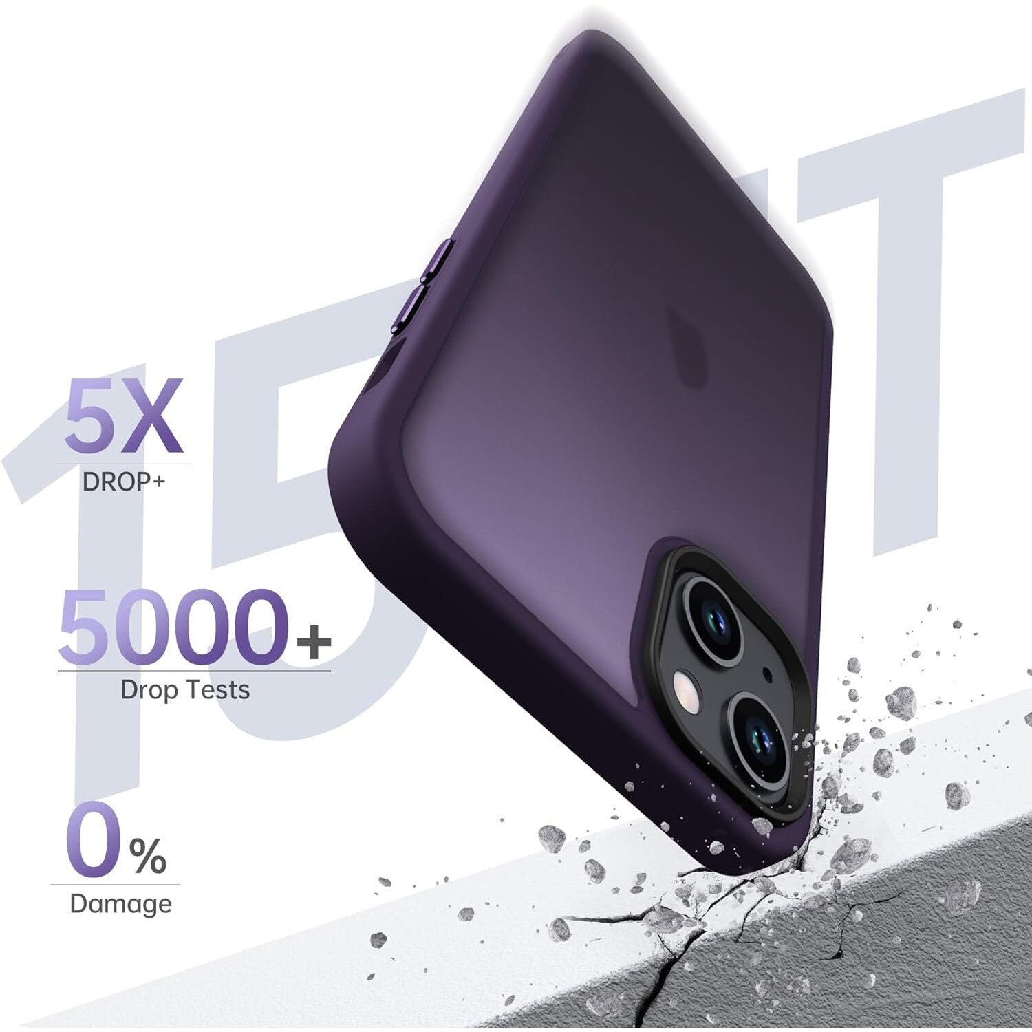 Husa pentru iPhone 15, MobileSmart, Hybrid ultra slim, carcasa spate Antisoc, Purple