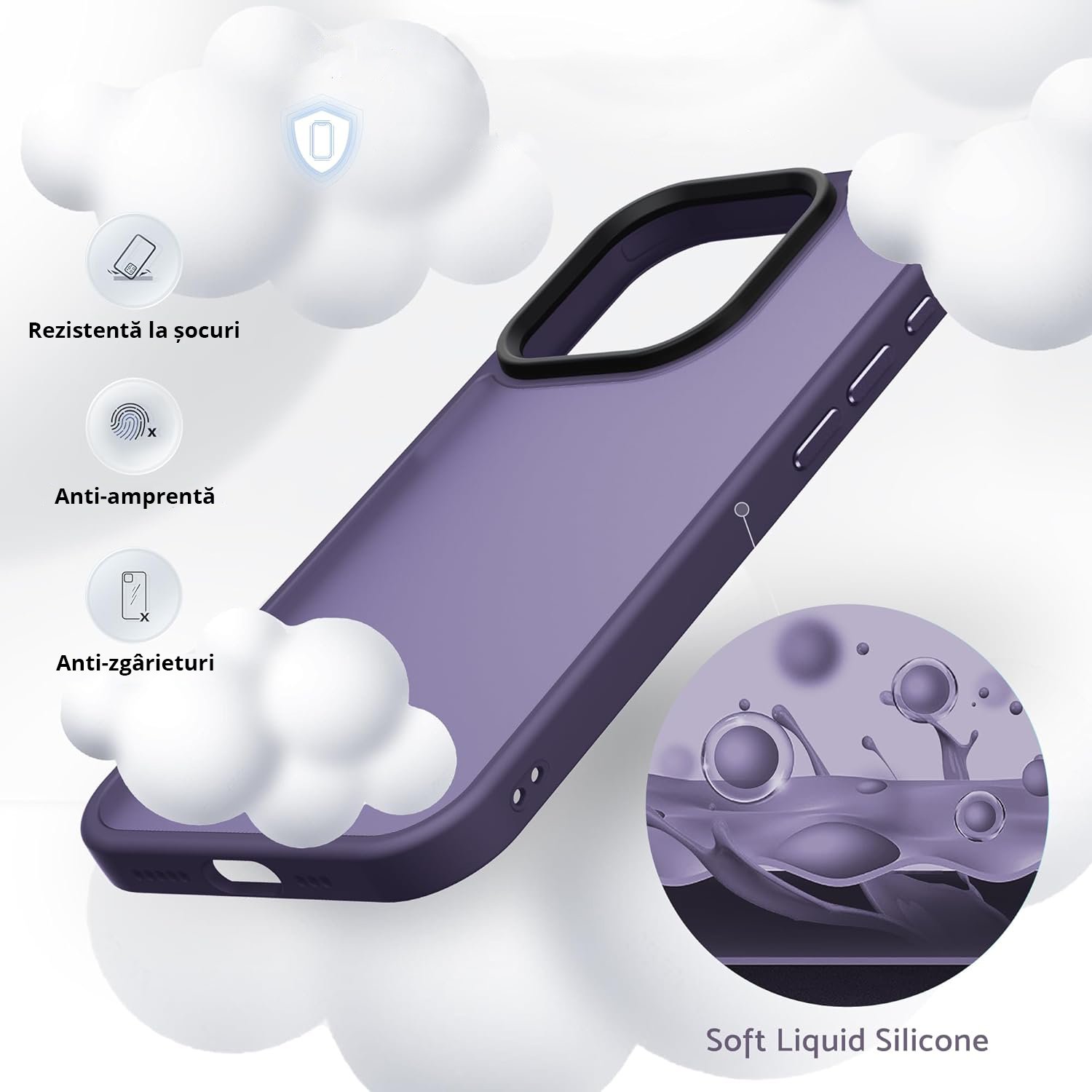 Husa pentru iPhone 15 PRO, MobileSmart, Hybrid ultra slim, carcasa spate Antisoc, Purple