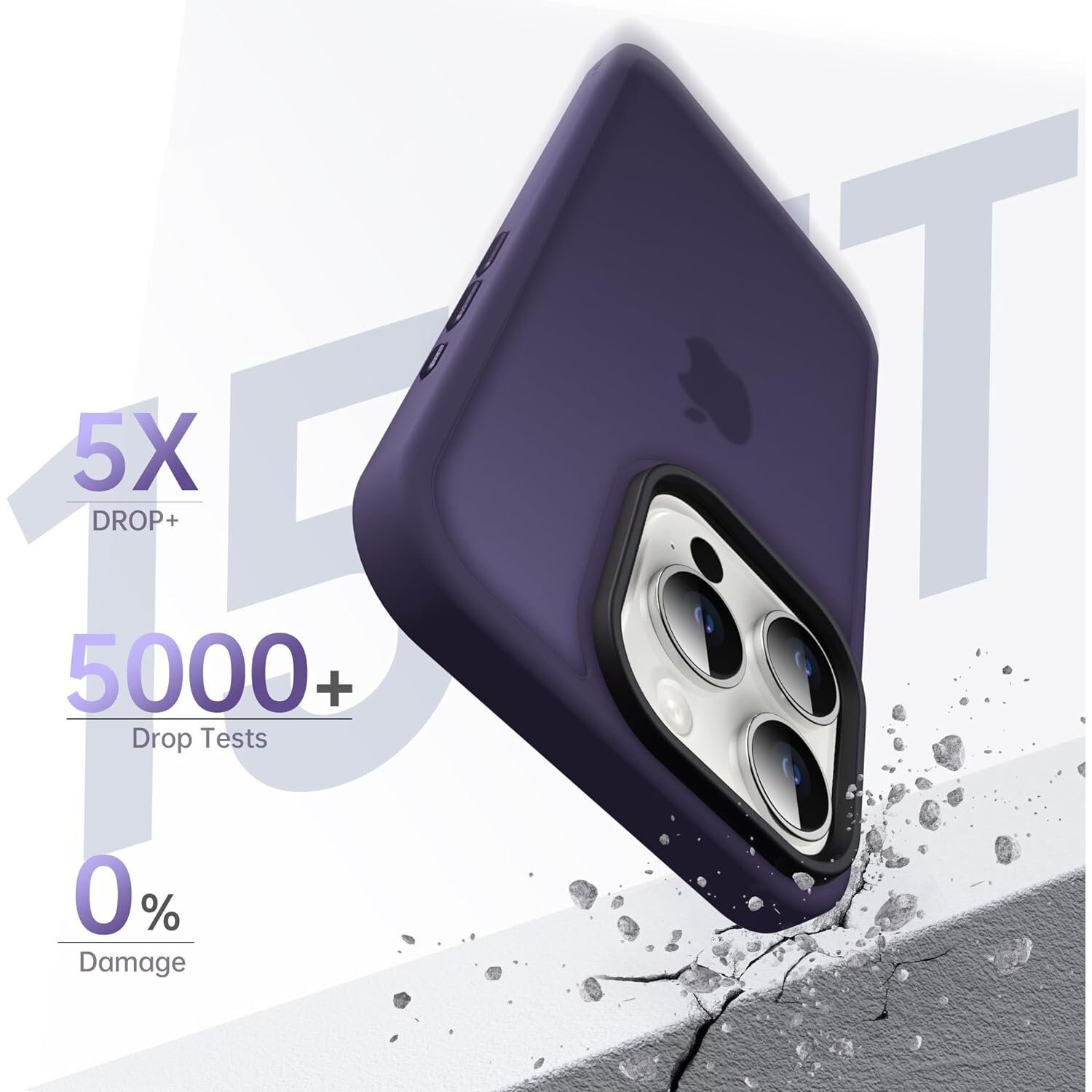 Husa pentru iPhone 15 PRO, MobileSmart, Hybrid ultra slim, carcasa spate Antisoc, Purple
