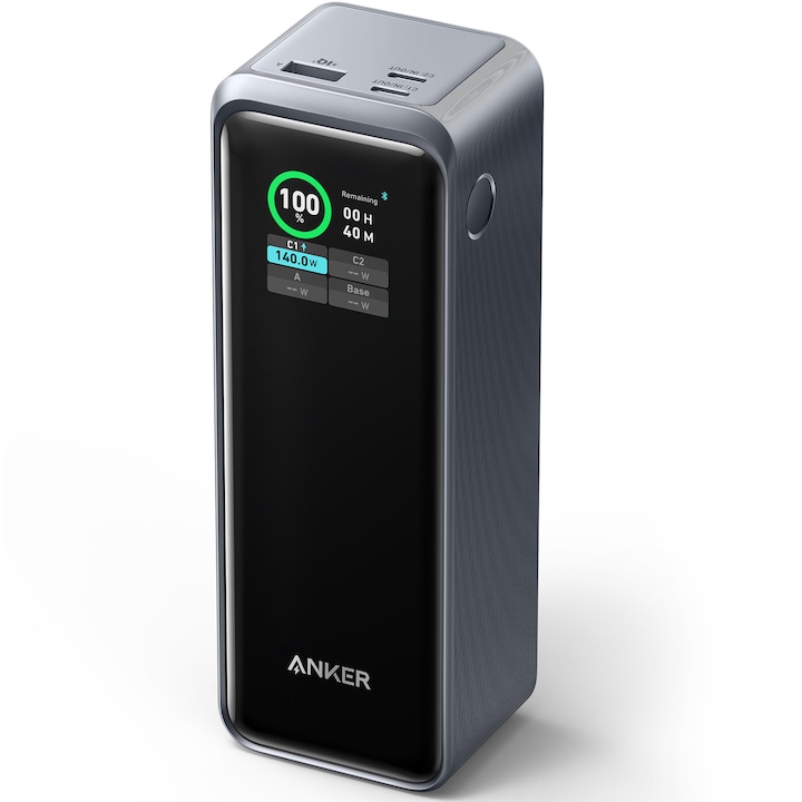 Външна батерия Anker Prime, 27 650 mAh, 250 W, Smart Digital Display, 2x USB-C, 1x USB-A, Черен
