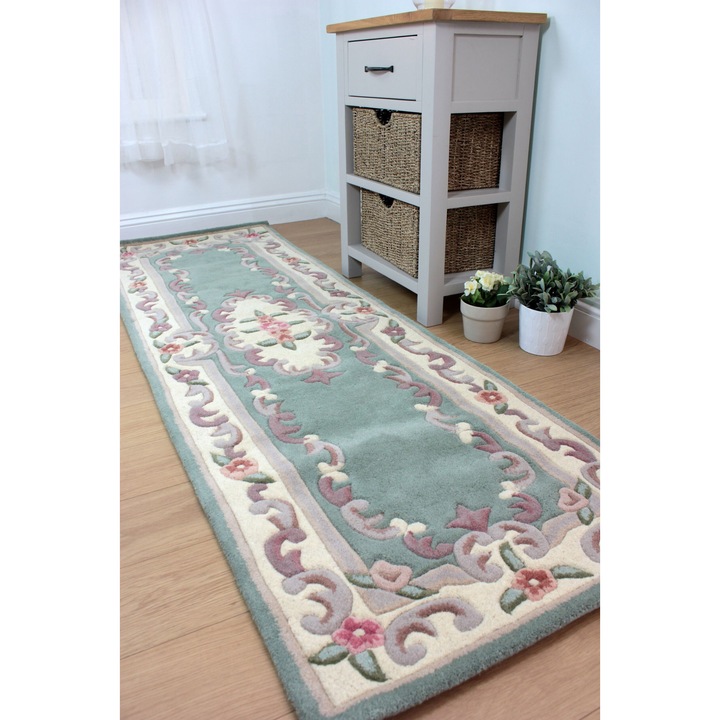 Covor, Flair Rugs, traversa Aubusson Verde 67X210 cm