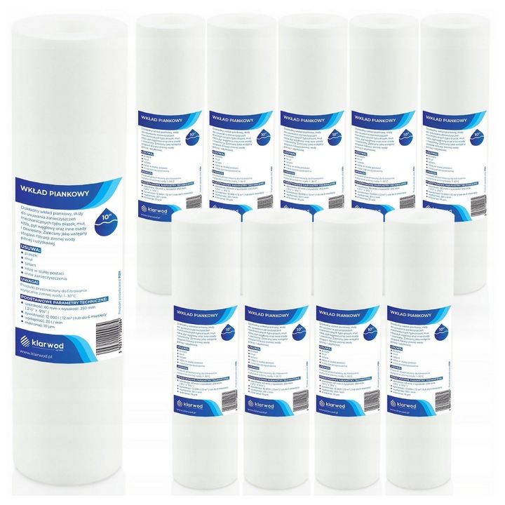 Set 10 Cartuse Filtrante 10" din Polipropilena pentru Sedimente-Particule mai mari de 5 microni