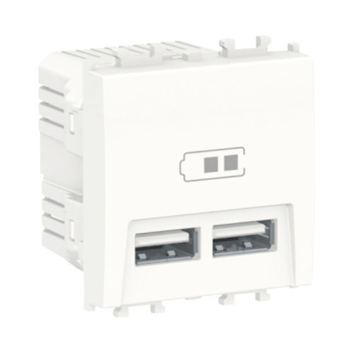 Двойна USB гнездо Schneider Easy Styl Max. 2100 Mah, 2 модула, бяло