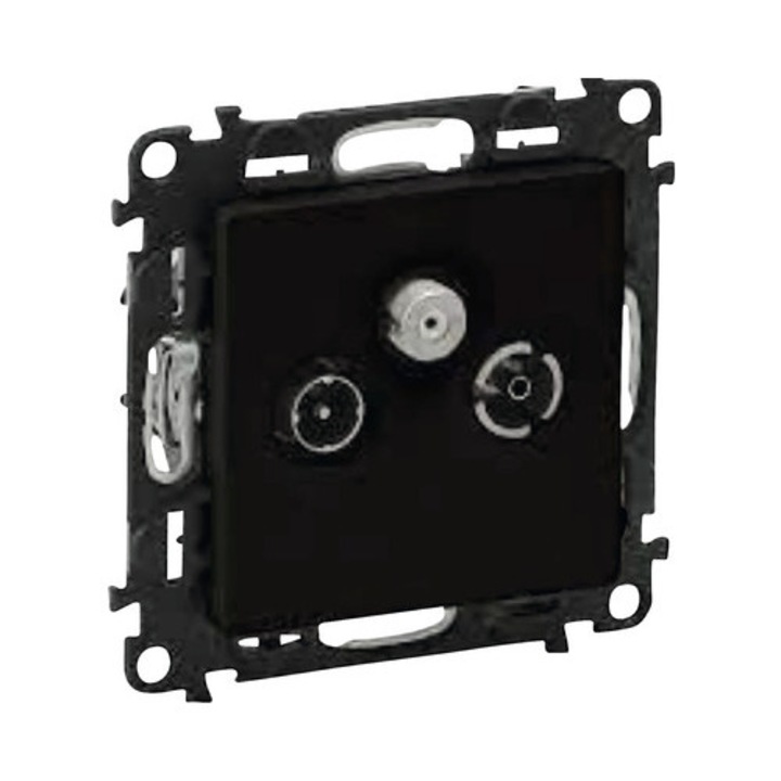 Priza Tv + R + Sat Simpla Legrand Valena Life, Negru Mat