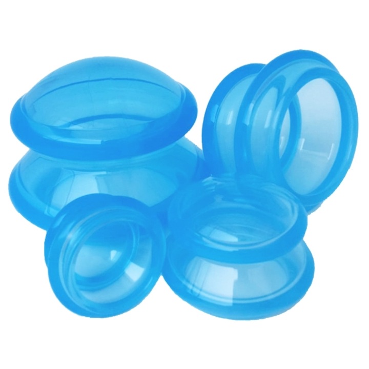 Set 4 ventuze silicon alimentar, pentru masaj, albastru