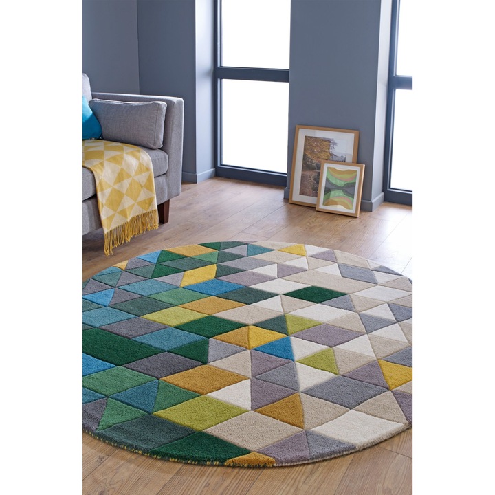 Covor, Flair Rugs, Prism Verde-Multicolor 160X160 cm, rotund, Flair Rugs