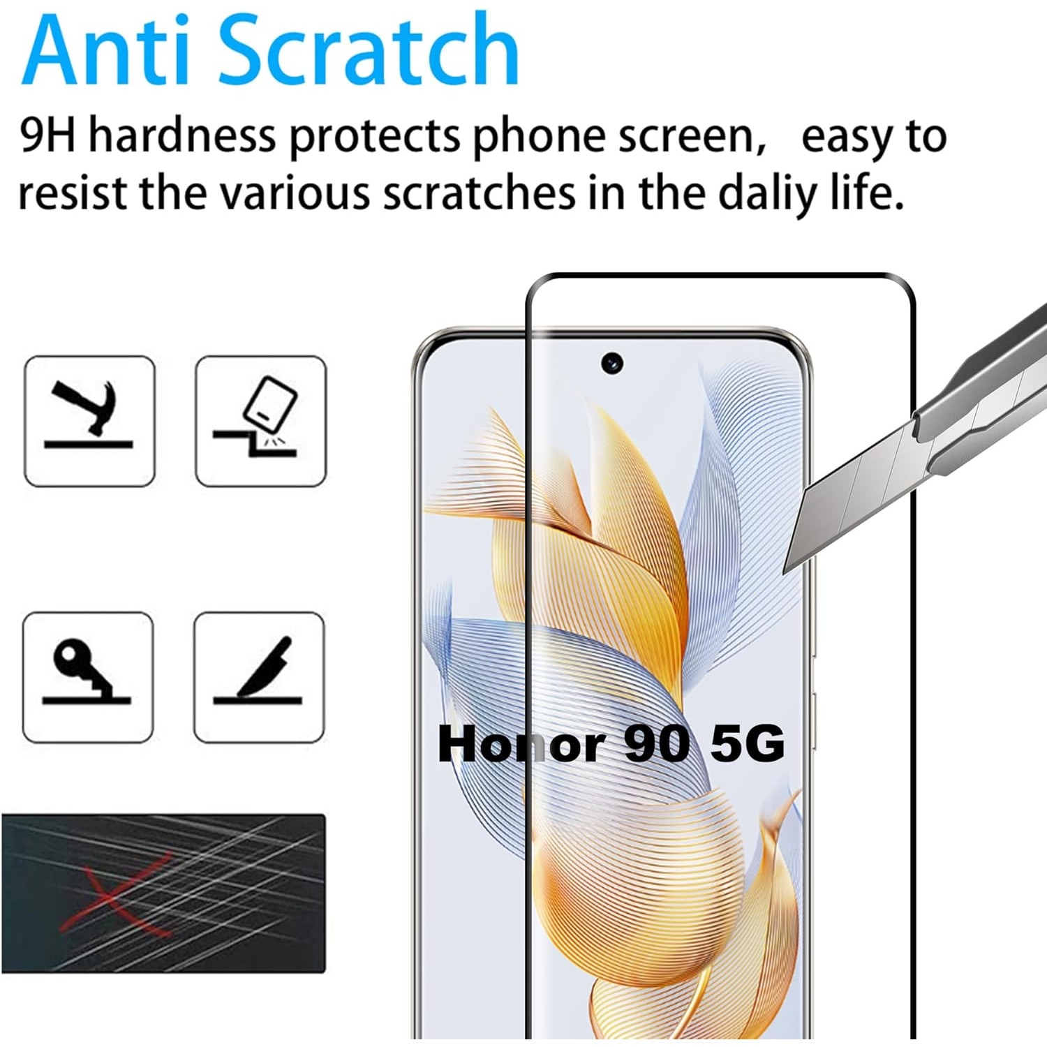 Folie sticla compatibila cu Honor 90 - Contur negru