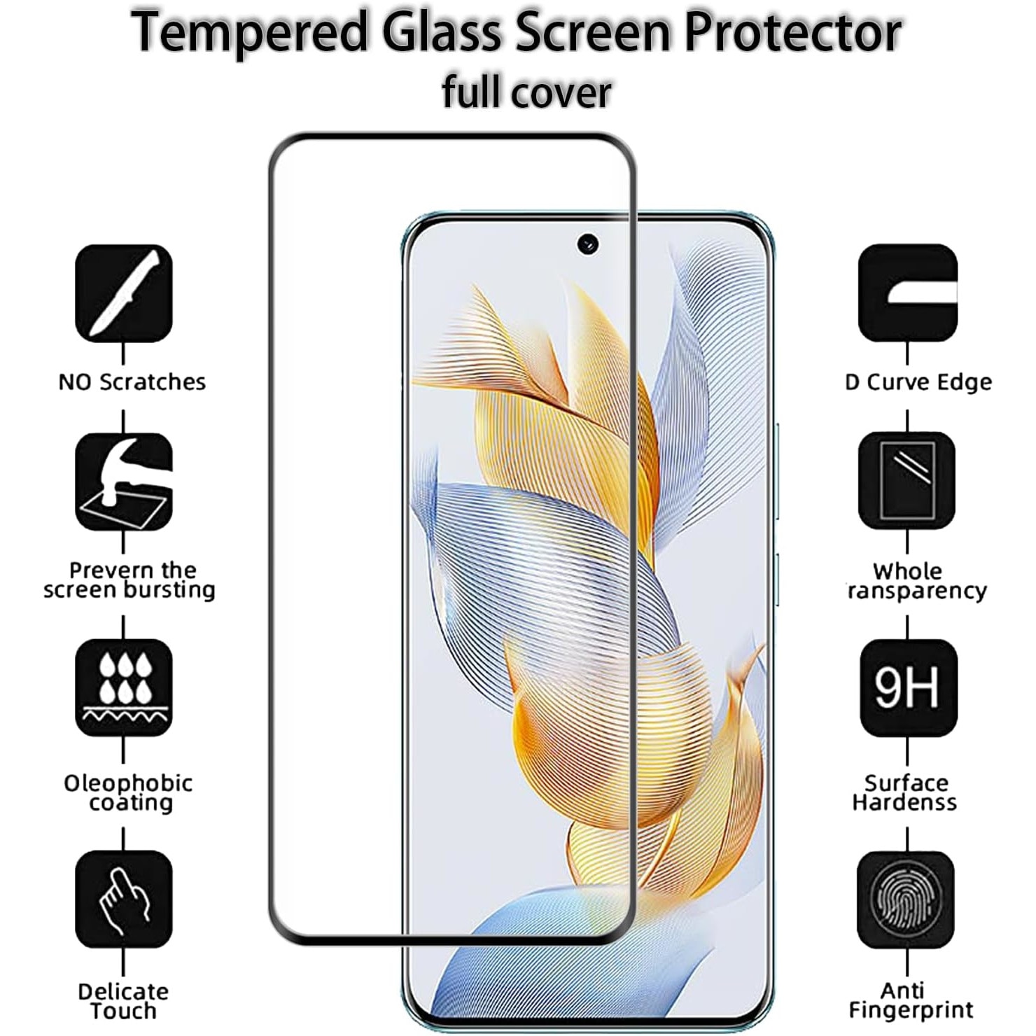Folie sticla compatibila cu Honor 90 - Contur negru