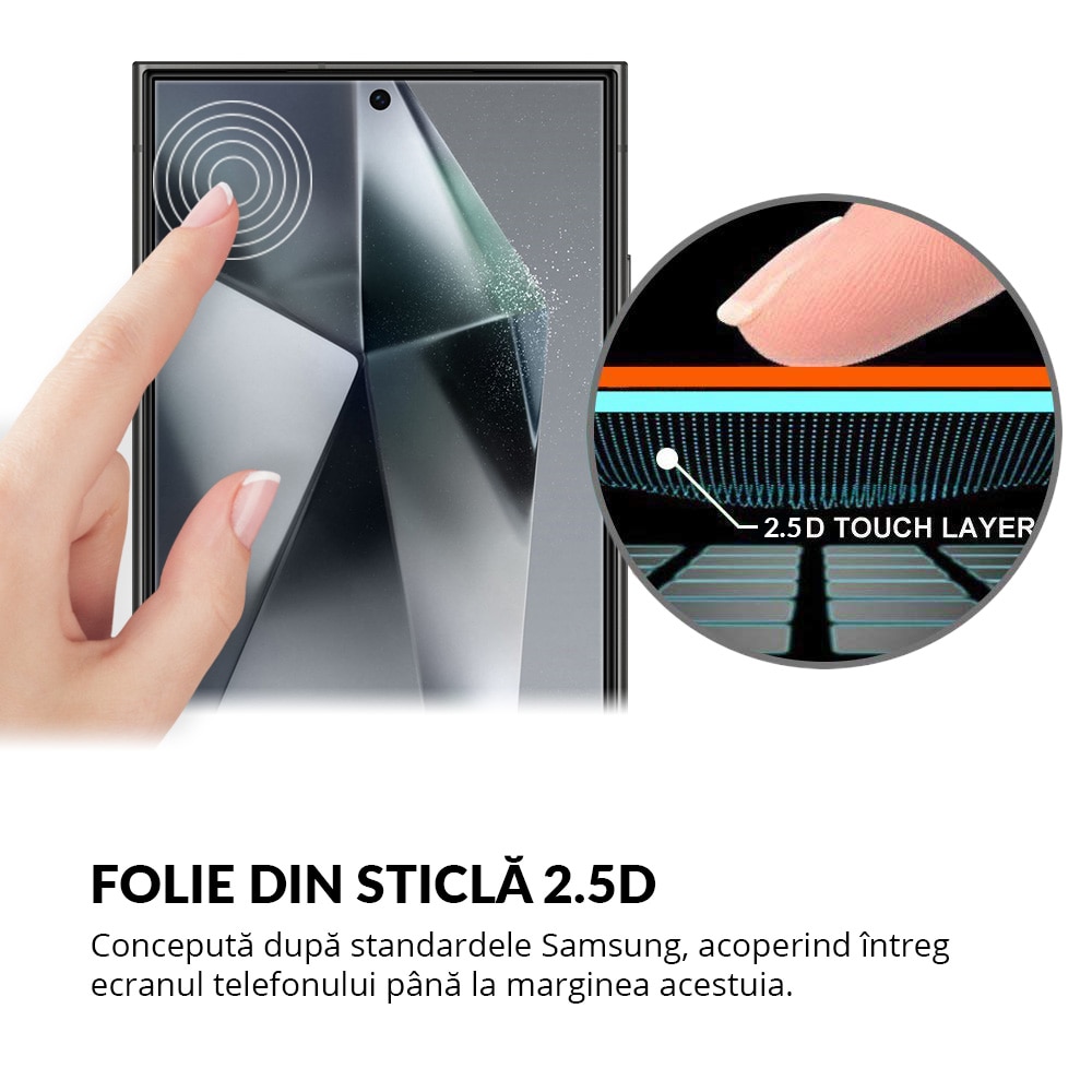 Folie Sticla Dr.Shield, Compatibil Samsung Galaxy S24 Ultra 5G, Full Glue, Protectie Profesionala 2.5D