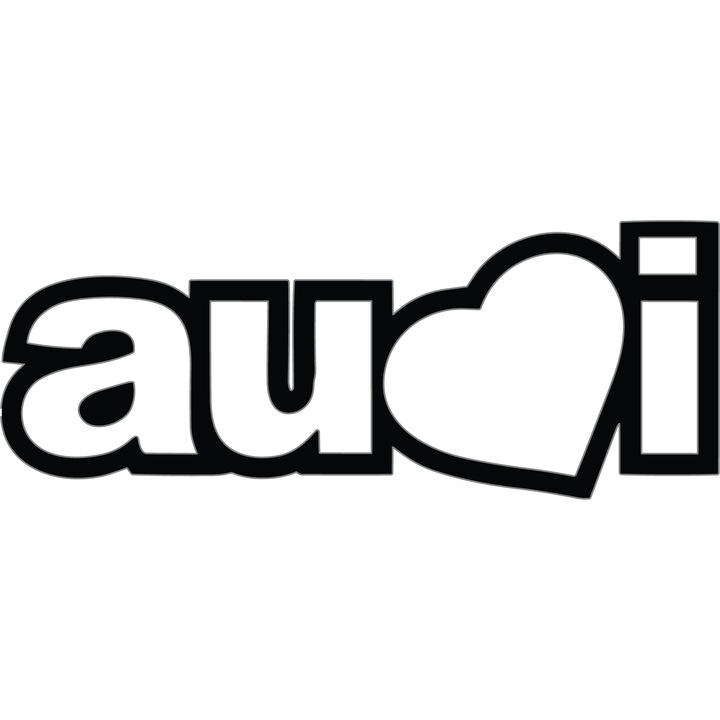 Sticker Auto Audi Inima - 15 cm - Negru