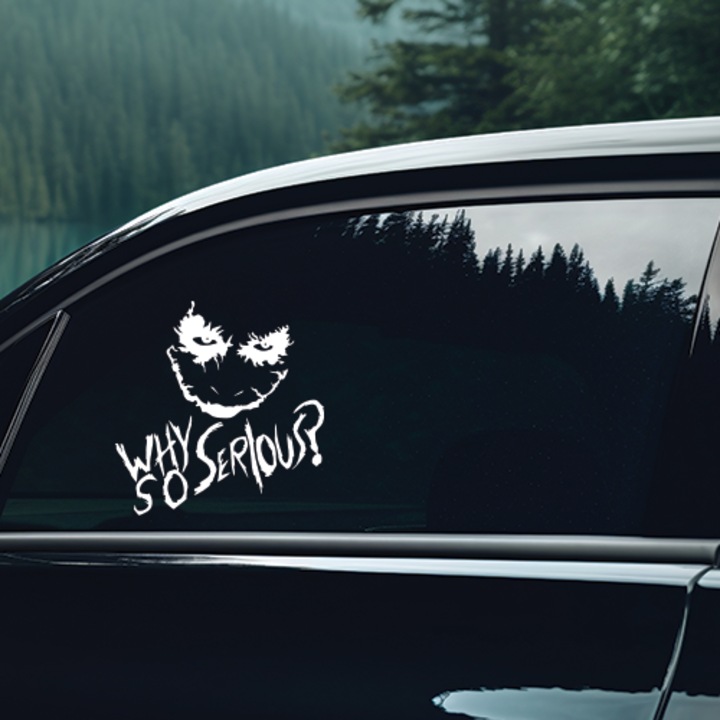 Sticker Auto Joker - Why So Serious? - 15 cm - alb - eMAG.ro