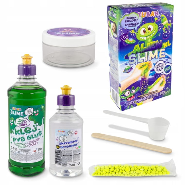 Set Pentru Prepararea Slime Ului, Tuban, 500 ml De Lipici Pva, 250 ml De Activator, Distractie De Lunga Durata, Ideea Perfecta De Cadou, 10 g De Bile Minerale, Spatula, Masura, Cutie De Depozitare