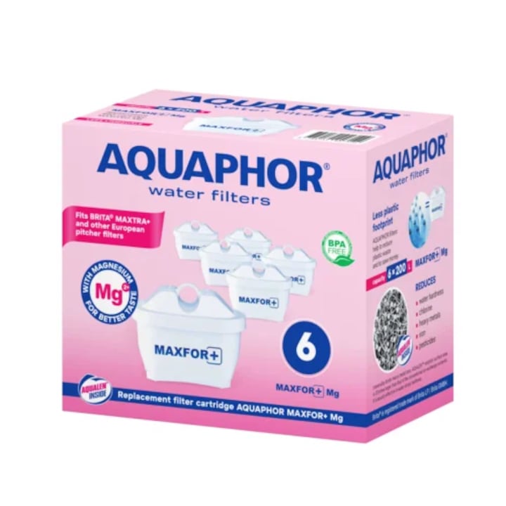 Комплект филтри Aquaphor B25 Maxfor+ Mg, за котлен камък с магнезий, опаковка 6 броя