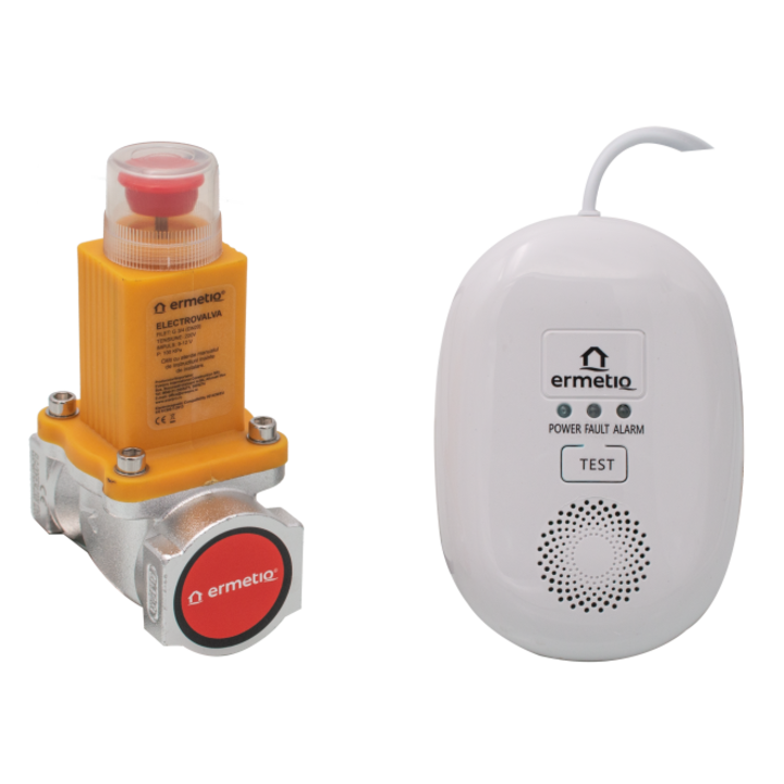 Detector de gaz cu electrovalva Ermetiq, 3/4", GPL (butan, propan), Gaz metan (gaz natural), 220V, Nivel de zgomot 85dB/m