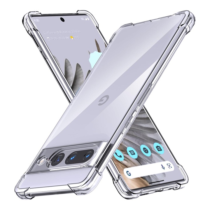 Husa compatibila cu Google Pixel 7 Pro, Protectie antisoc, Silicon Ultra Slim High Tech, Crystal Clear