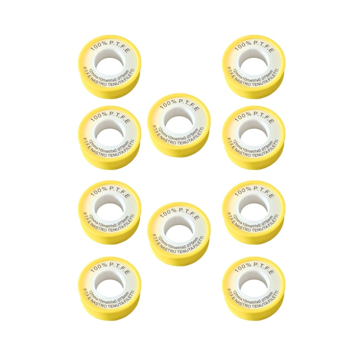 Set 10 role de banda de teflon etansare filet, 12mm x 10metri x 0.075mm, AVI-1394