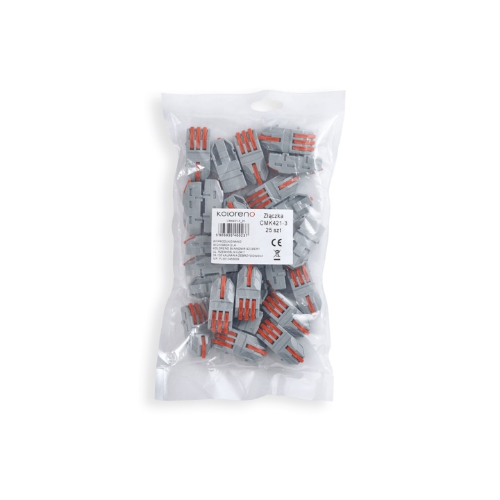 Készlet: Koloreno CMK_21_3 gyorscsatlakozó, 4x 0, 08-2, 5 (4, 0) mm², 25db