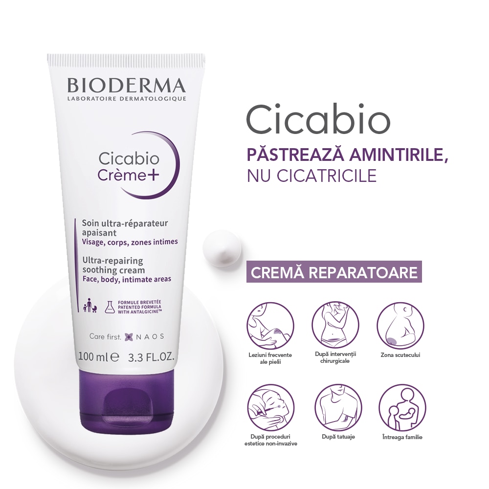 Crema reparatoare Bioderma Cicabio Crema+, 100 ml - eMAG.ro