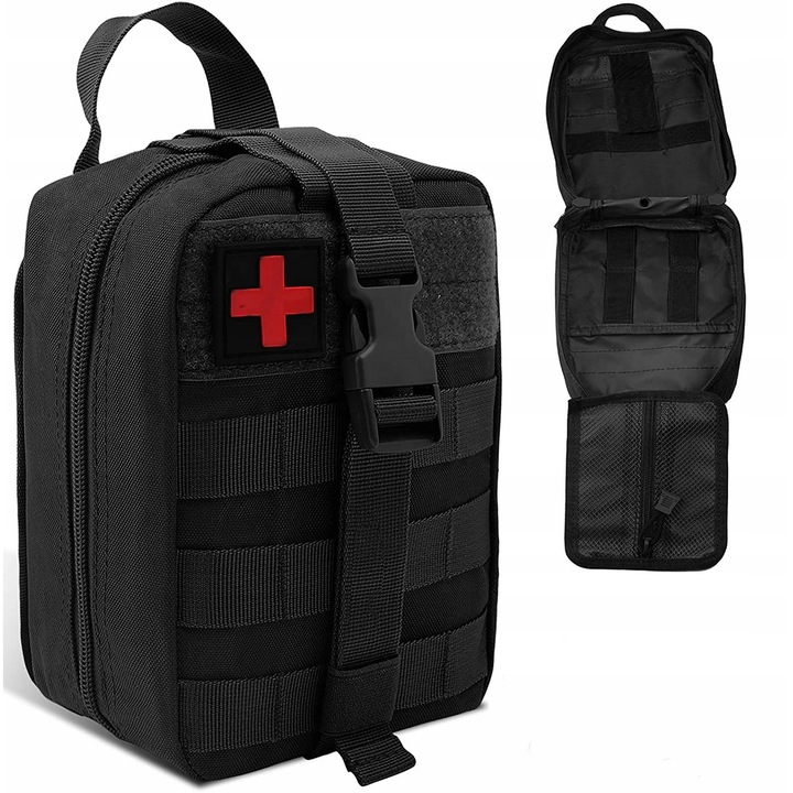 Trusa de prim ajutor, Nailon, 20x16x7 cm, Negru