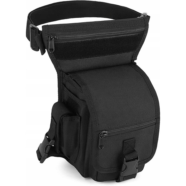 Geanta tactica, Nylon, 30cmx15cmx13 cm, Negru