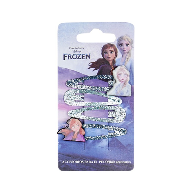 4 db-os klipszkészlet Frozen Disney csillámmal, kék