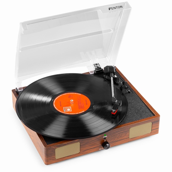 Грамофон, Fenton, Wood, 2 скорости, USB, RCA, 280 x 320 x 110 mm, Многоцветен