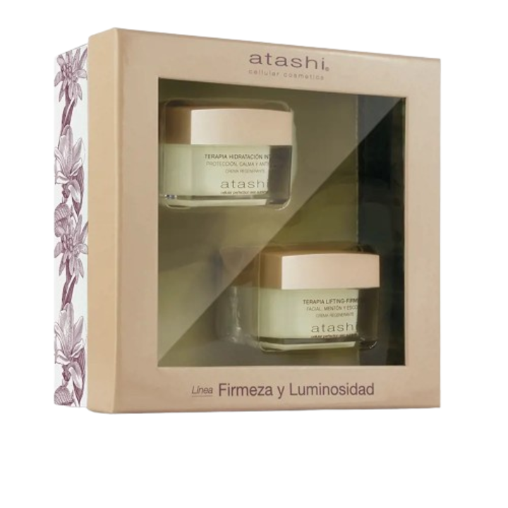 Set crema faciala ultra-hidratanta 50 ml si crema faciala pentru fermitate cu efect de lifting 50 ml, Atashi Terapia lifting y firmeza