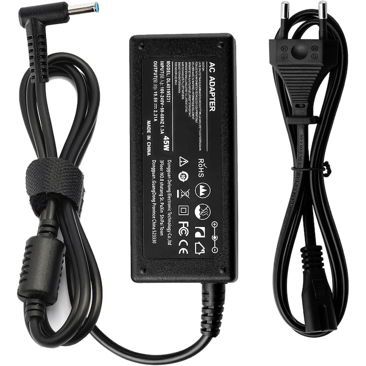 Incarcator Laptop 45W pentru HP Elitebook 840, 850, Probook 430, 440, 450, 455, 470, 250, G3, G4, G5, G6, G7, Pavilion Spectre Envy X360 11 13 15, 19.5V 2.31A, Mufa 3.0 * 1.1mm, Negru