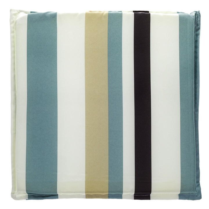 Shopiens® kültéri ülőpárna, vízálló, ekrü zöld csíkokkal, 40 x 41 cm