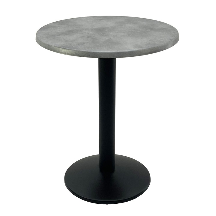 Masa bistro rotunda D60xh74cm Raki Copperfield, blat werzalit si baza din metal neagra