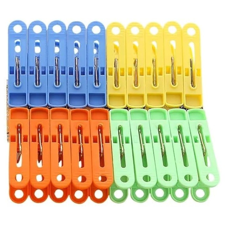 Set 20 carlige pentru rufe, DomowySwiat, plastic, multicolor