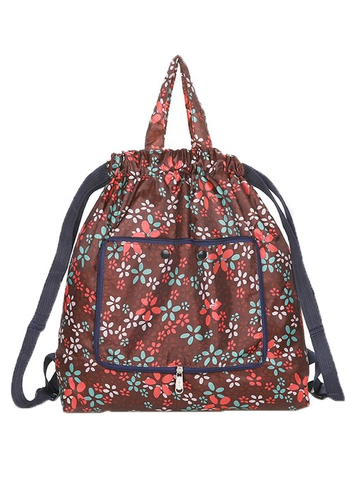 Сгъваема раница/чанта, Zola®, мултифункционална, регулируеми презрамки, 42x40x7 см, шарка на цветя, бордо