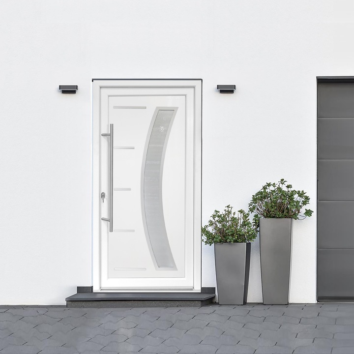 Usa exterior PVC GALIA, 980x2000 mm, deschidere stanga, alb, maner spatial