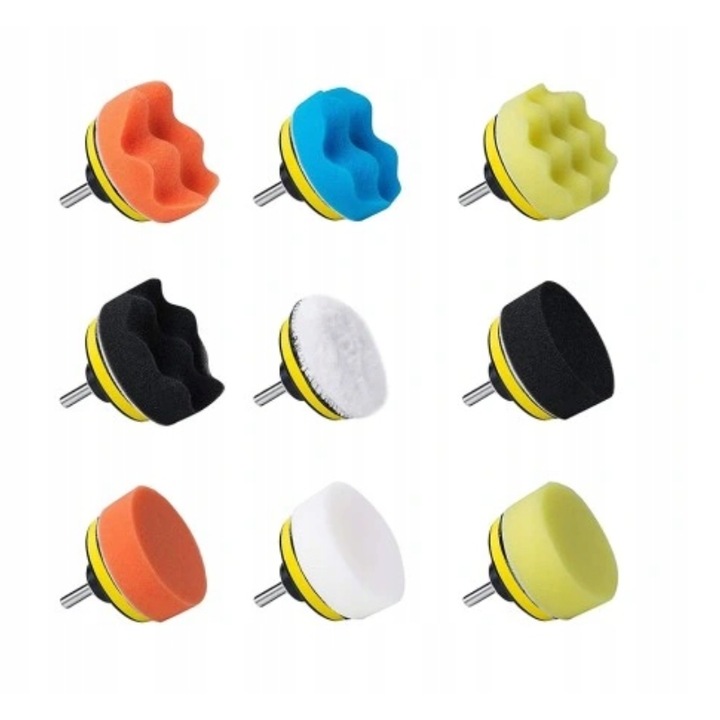 Lengyel szivacs készlet, Zola®, 10 db, fúró adapter, szivacsok különböző kopási osztályokkal, sokszínű