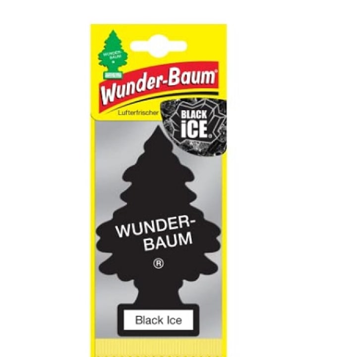 Ароматизатор за кола Wunder-Baum Tree - 5 пакета - черен лед и микрофибърна кърпа 30x40 см