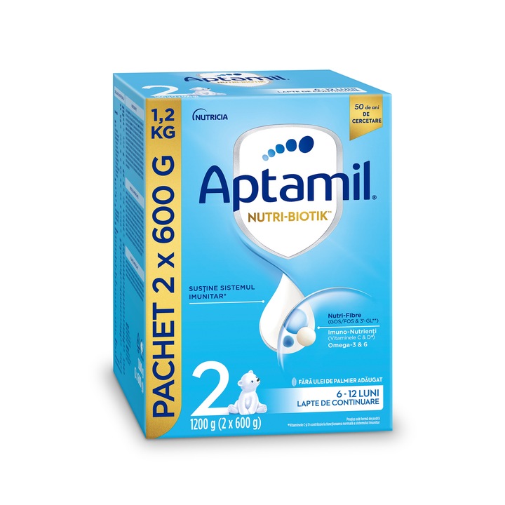 Lapte praf Aptamil NUTRI-BIOTIK 2, 1200 g, 6-12 luni, Nutricia