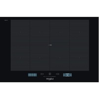 Plita incorporabila Whirlpool SMP 778 C/NE/IXL, Inductie, 8 zone de gatire, Ttehnologia Al 6-lea Simt, FlexiFull, 4 zone booster, Timer, Blocare acces copii, Power Management, Indicator incalzire reziduala, 75 cm, Negru