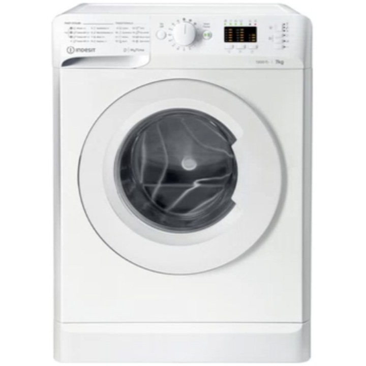 Masina de spalat rufe Indesit New MyTime MTWA 71252 W EE, 7 kg, 1200 rpm, Clasa E, Fast Cycles, Display LED, Alb