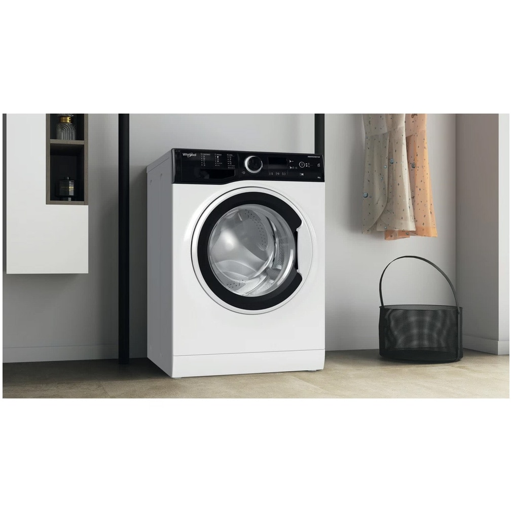 Masina de spalat rufe slim Whirlpool WRBSS 6249 S EU, 6 kg, 1200 rpm, Clasa C, Motor Inverter, Display digital, Alb/Negru