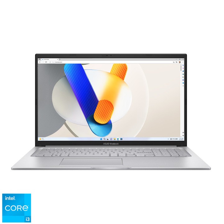 Asus VivoBook X1704ZA-BX231W 17" HD+ laptop, Intel Core i3-1215U, 8GB, 512GB SSD, Intel Graphics, Windows 11, Magyar billentyűzet, Ezüst